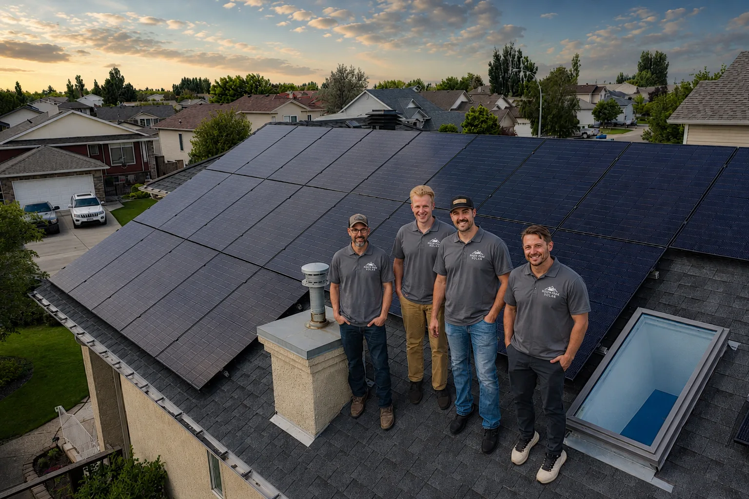 South Peak Solar team on a completed residential rooftop solar installation